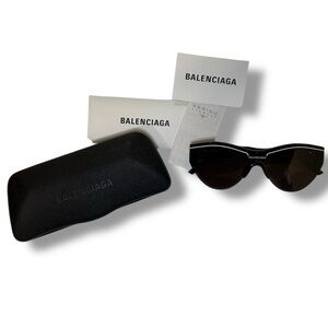 BALENCIAGA BBO122S Mono Mask Shield Sunglasses Crystal “BB” Logo Sides Inc Case Side Shield Sunglasses for Sale up to 90% Off: Poshmark main image 3